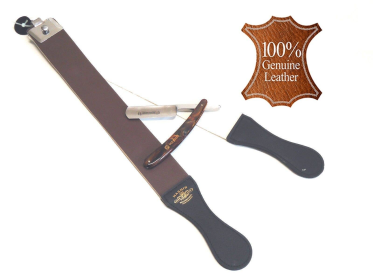 Old School Straight Razor Plus Leather Shaping Strop Set Brown