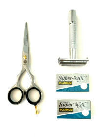 Men's Old Fashion Safety Razor Plus Professional Scissors Shaving Grooming