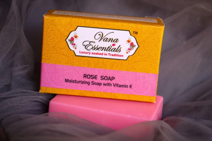 Vana Essentials Organic Rose Soap (110 gms) Moisturizing Soap with Vitamin E For A Luxurious feeling with Aroma of Rose