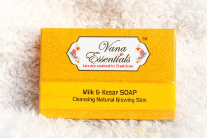 Vana Essentials Organic Milk & Kesar Soap (110 gms) For Brightening, Moisturizing & Natural Glowing Skin