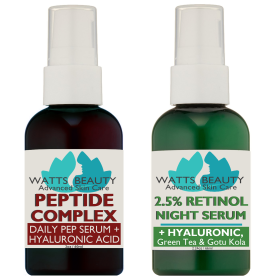 Watts Beauty Collagen Boosting Peptide Complex Serum Plus 2.5% Retinol Serum Combo Set