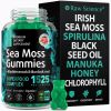 Irish Sea Moss Gummies Detox Thyroid Support for Women Men Black Seed Oil Manuka Honey Fenugreek Chlorophyll Gut Health Immune Support Seamoss Burdock