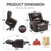 Power Lift Recliner Chair Heat Massage Dual Motor Infinite Position Up to 350 LBS, Genuine Leather, Heavy Duty Motion Mechanism with USB Ports, Brown