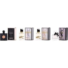 YVES SAINT LAURENT VARIETY by Yves Saint Laurent 4 PIECE MINI VARIETY WITH LIBRE EAU DE PARFUM & LIBRE EDT & BLACK OPIUM EAU DE PARFUM & MON PARIS EAU