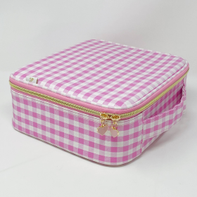 Glam Girl Cosmetic Case (Color: Pink Gingham)