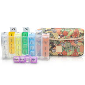 Made Easy Kit Pill Case Large 7-Day / 28 Compartments (Color: Khaki Desert Cactus)