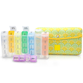 Made Easy Kit Pill Case Large 7-Day / 28 Compartments (Color: Lemon & Lime)