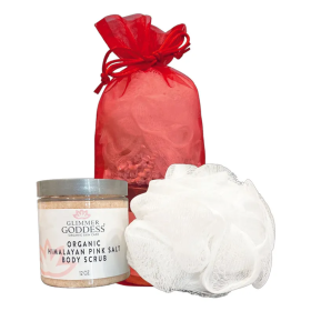 Organic Pink Salt Body Scrub Set! Includes Body Scrub and Loofah! (size: 12 oz)