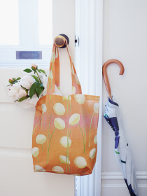 Tote Bag (Color: Cream Flowers on Orange)