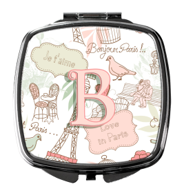 Monogram Letter Compact Mirror (Color: Love in Paris Pink, size: 2.75 x 3)