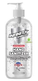 Infinity Shields  Antibacterial Hand Sanitizer Gel with Aloe, Professional Strenght, Leaves Hands Clean & Odorless (Color: Clear White, size: 16oz)