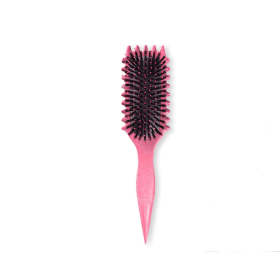 Curl Defining Brush,Boar Bristle Hair Brush Styling Brush for detangling,combing and shaping men and women,curls to reduce pulling and curl separation (Color: pink)