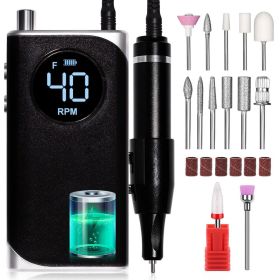 40000RPM Nail Drill Machine Electric Portable Nail File Rechargeable Nail Sander for Gel Nails Polishing For Home Manicure Salon (Color: DMJ-UV-401-BLACK)